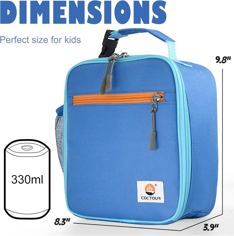 CaCTOUR Lunch Box Kids,Premium Insulated Lunchbox for Girls Boys,Soft Mini Cooler Bag Back to School Thermal Reusable Lunch Bag for Work School Picnic (Blue) - Image 3